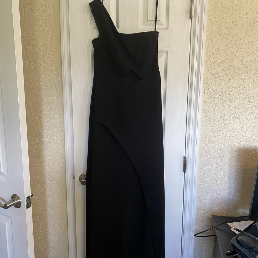 BCBG black gown one shoulder
